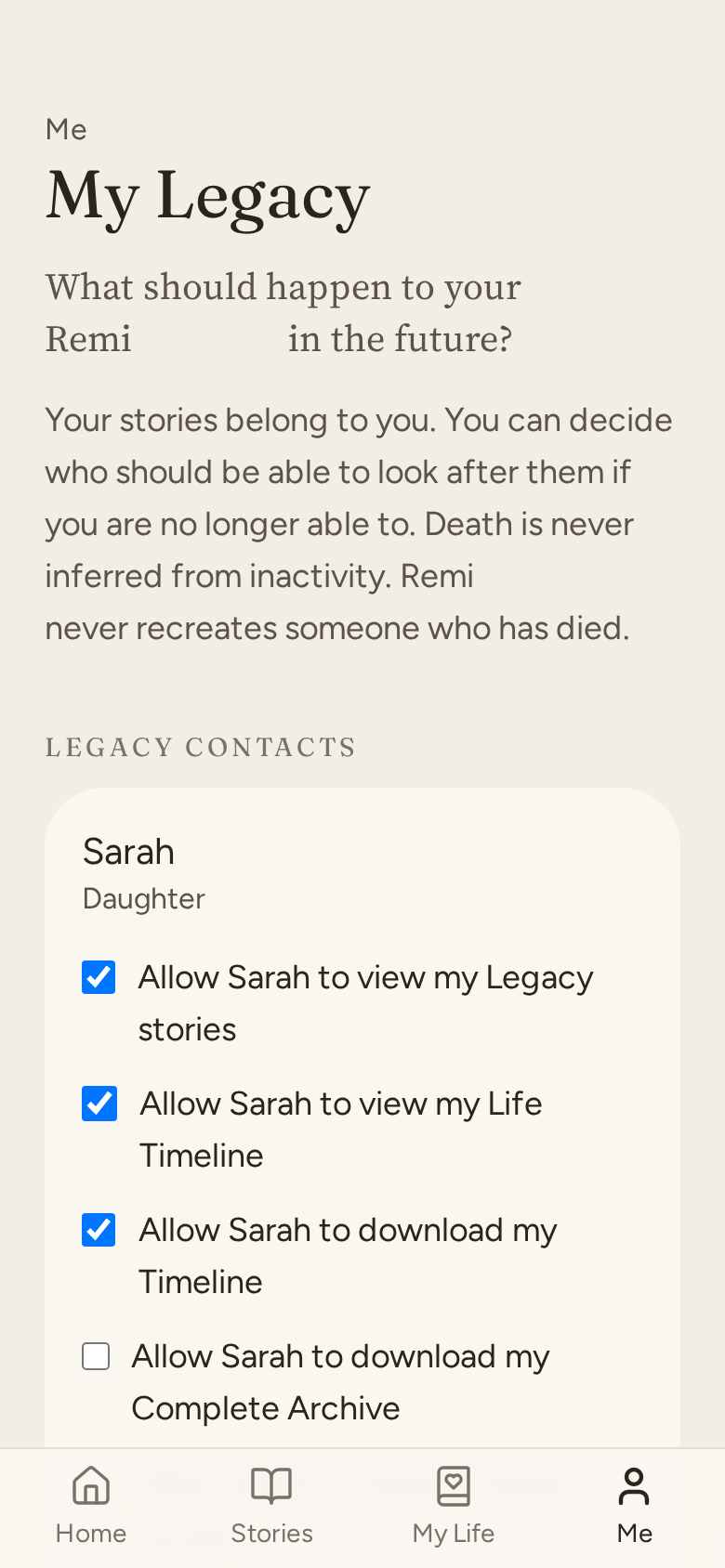 Remi Legacy choices screen
